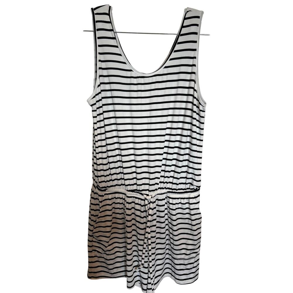 Romper Sleeveless black and white horizontal stripe with pockets size XL